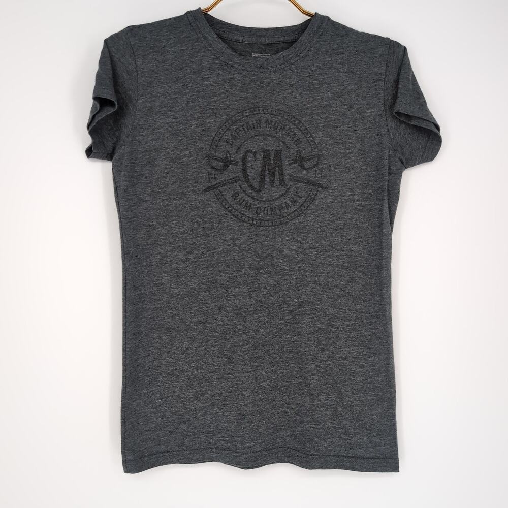 Captain Morgan Logo Dark Gray Grey Women's Crewneck Graphic T-Shirt GUC - Size M